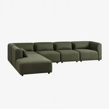 5-delige Modulaire Bank Met Linker Divan Fogler Teddystof Currygeel - Sklum