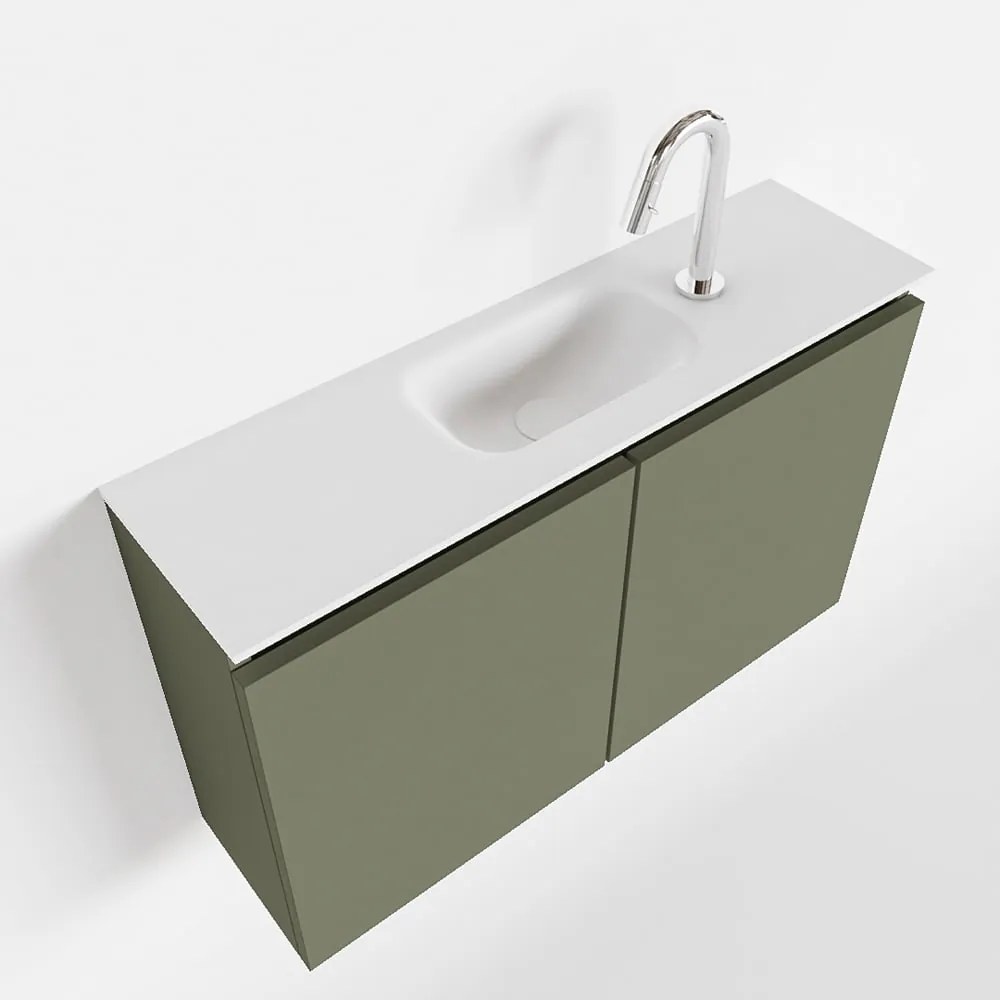 Mondiaz Ture 80cm toiletmeubel army met wastafel talc midden 1 kraangat
