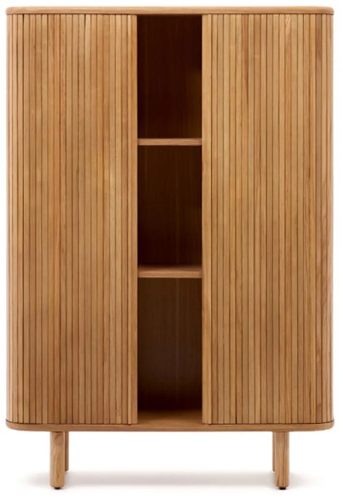 Kave Home Mailen Houten Kast Met Latjes Schuifdeuren Naturel - 110x40x160cm.