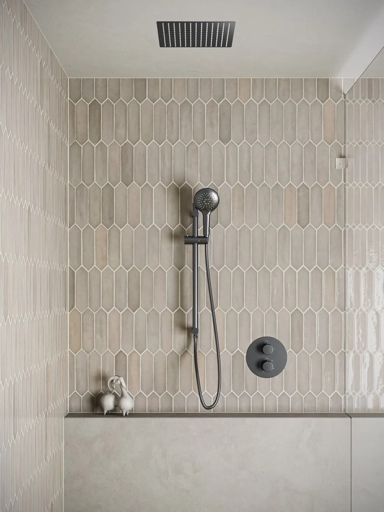 Saniclear Cube inbouw regendouche rond met inbouw douchekop 30x30cm, glijstang en 2 standen handdouche verouderd ijzer - gunmetal