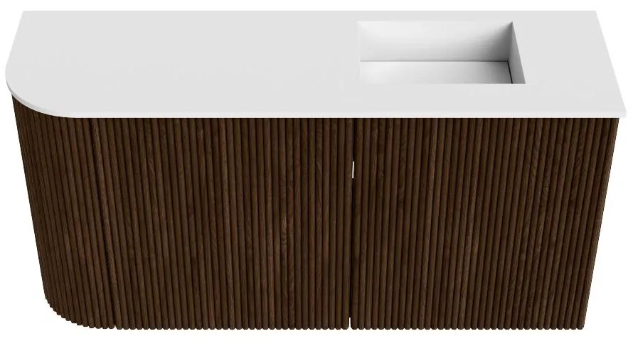 Mondiaz Joya 80cm toiletmeubel ronding links walnut met wastafel faye rechts 1 kraangat talc