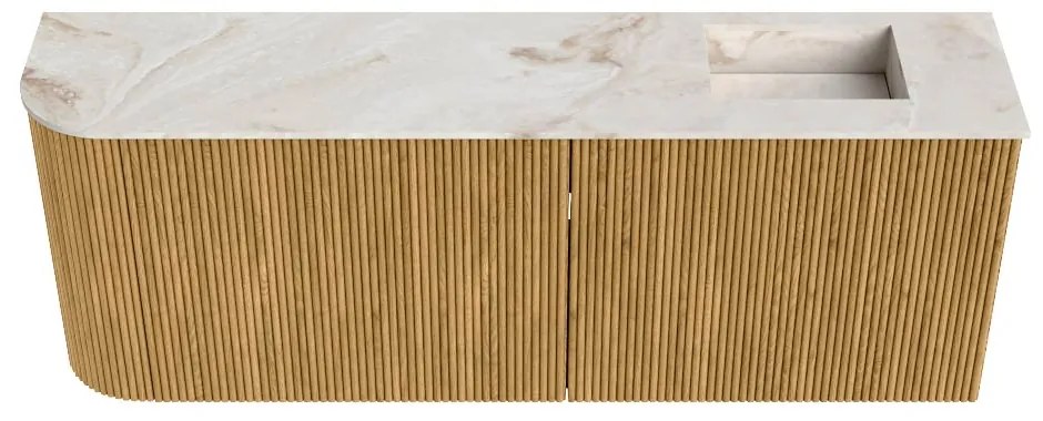 Mondiaz Joya DLux 110cm toiletmeubel ronding links oak met wastafel faye rechts zonder kraangat frappe
