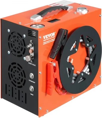 VEVOR PCP-luchtcompressor, 4500 PSI/30 MPa draagbare PCP-luchtbukscompressor - ingebouwd water- en ventilatorkoelsysteem, auto-stop DC12V/AC230V paintball-tankcompressor voor luchtbuks, duikfles