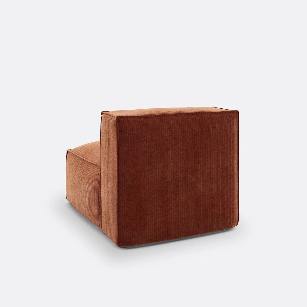 Fauteuil voor modulaire bank, in vintage ribfluweel, Seven