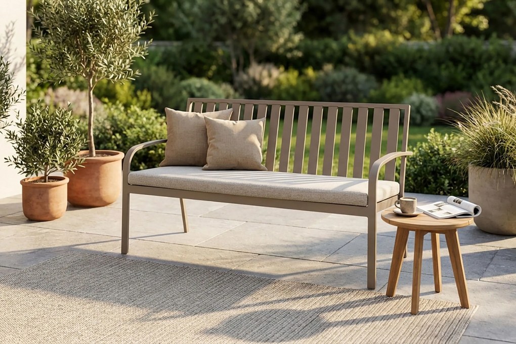Milan Alu -seater Bench Taupe Zand/Beige