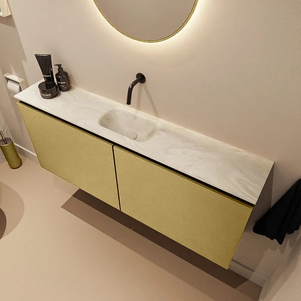 Mondiaz Ture DLux toiletmeubel 120cm oro met wastafel ostra midden zonder kraangat