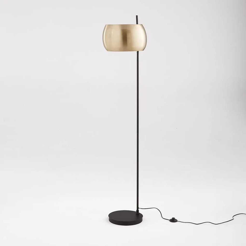 Vloerlamp van zwart ijzer en messing, Elori