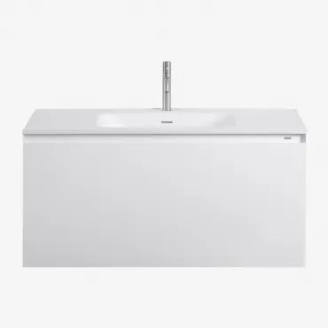 Macrae Houten Badkamermeubelset Met Geïntegreerde Wastafel Wit & Spiegelloze & Geborsteld Grijs ↑20 Cm Met Overloop - Sklum