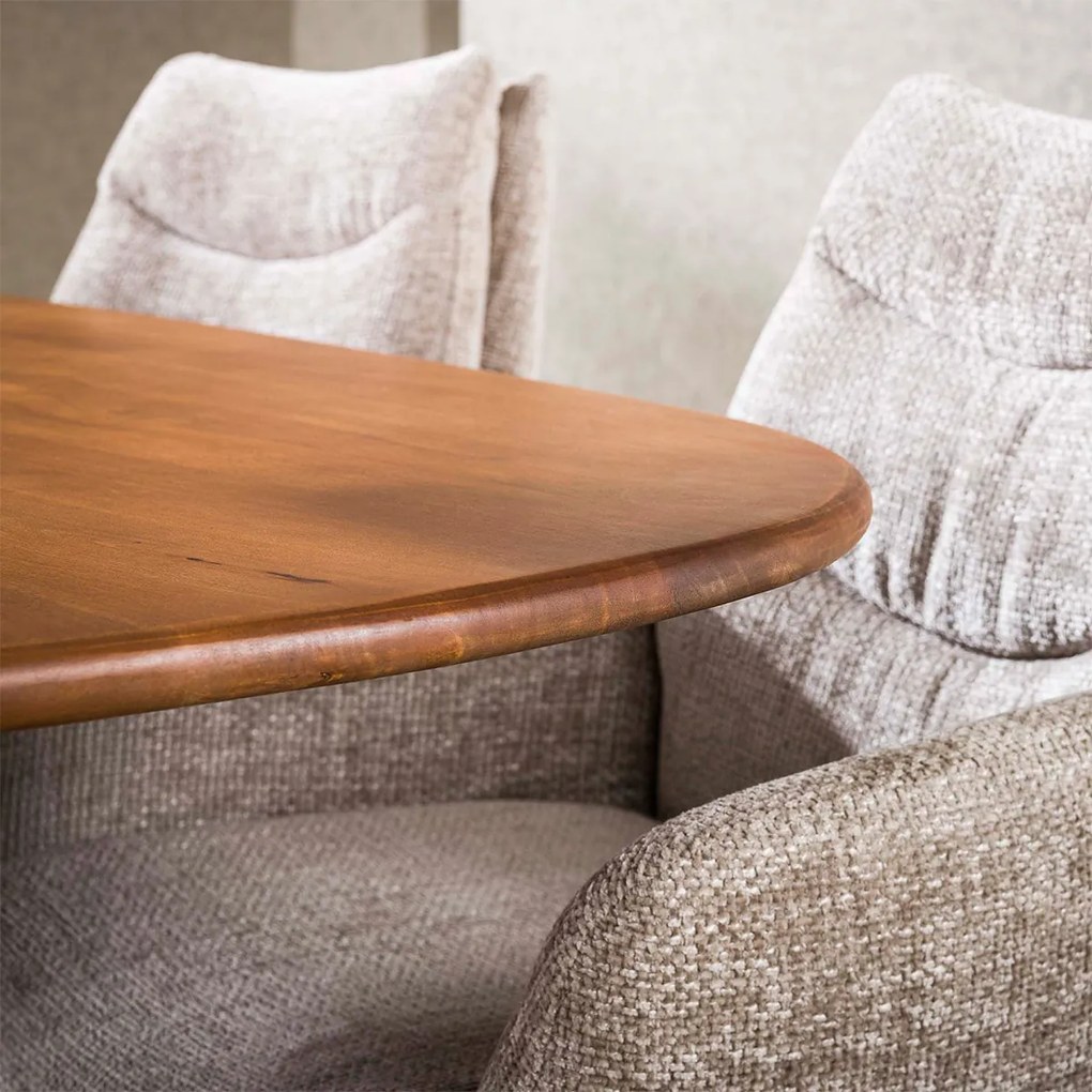 Ovale Eettafel Mangohout Zandkleur 215 Cm - 215 X 105cm.