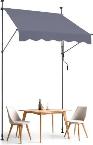 VEVOR Klemzonnescherm 150 x 120 cm, Balkonzonnescherm met handslinger, Zonnescherm, Terrasoverkapping, In hoogte verstelbaar van 218 tot 309 cm, Zonnescherm voor terras/balkon/tuin, Grijs