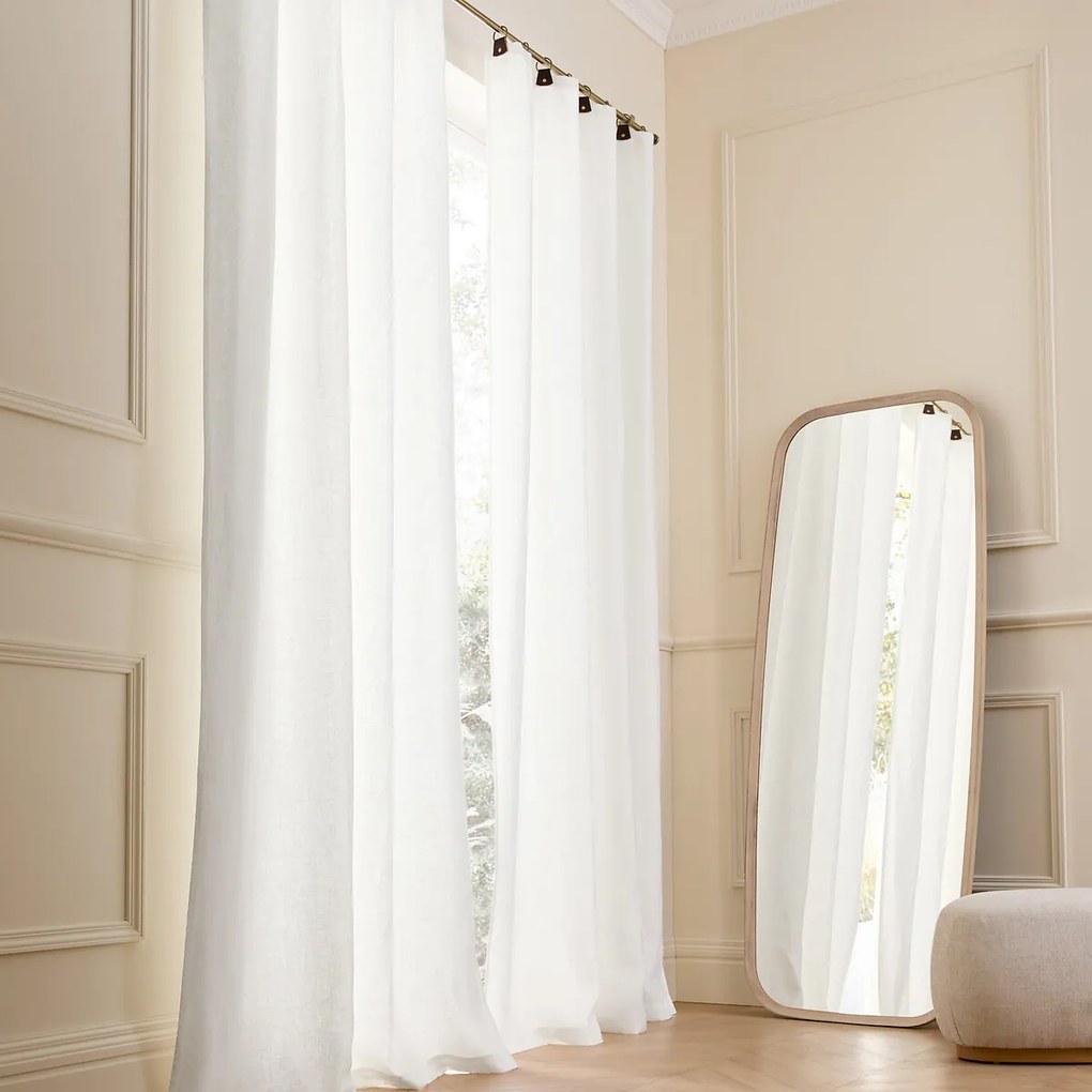 Gordijn in gewassen gevoerd linnen met ringen, Private