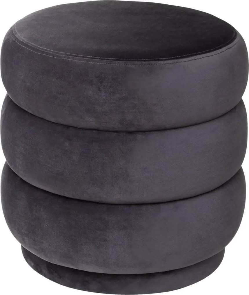 Atmosphera Sinan Poef - Donkergrijs Fluweel - Ø 40 x H40 cm