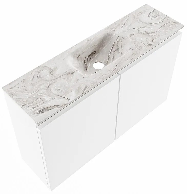 Mondiaz Ture DLux toiletmeubel 80cm talc met wastafel glace midden met kraangat