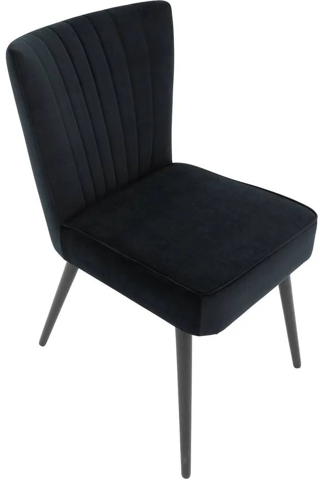 Goossens Eetkamerstoel Rob zwart velvet stof leuning, urban industrieel