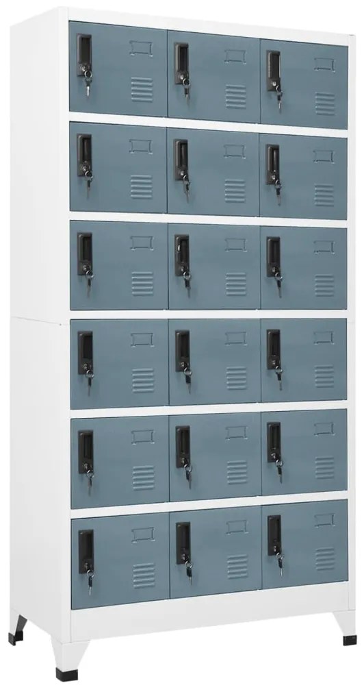 vidaXL Lockerkast 90x40x180 cm staal lichtgrijs en donkergrijs