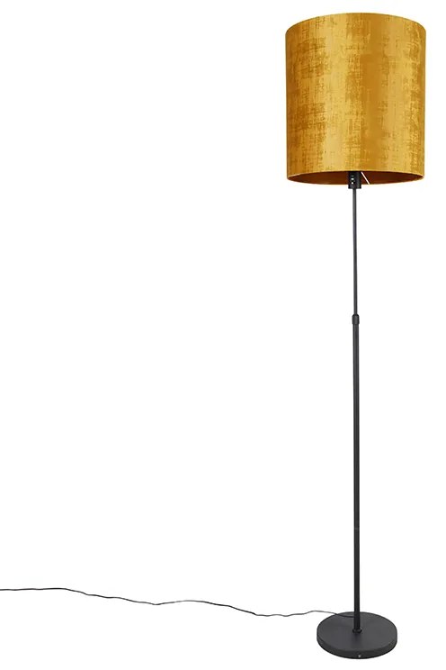 Stoffen Vloerlamp zwart met kap goud 40 cm verstelbaar - Parte Modern E27 Binnenverlichting Lamp