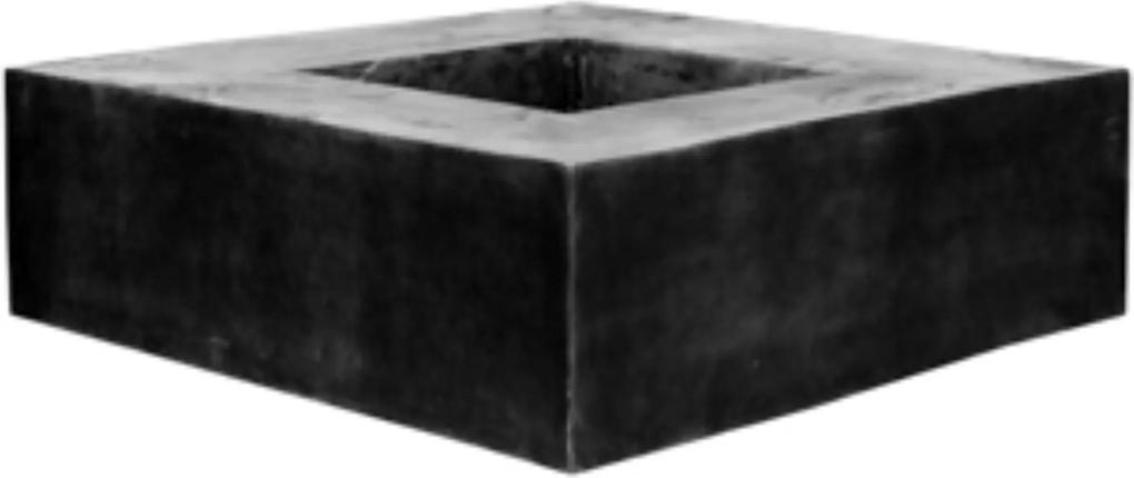 Bloempot Jumbo seating square natural 140x140x47,5 cm black vierkant