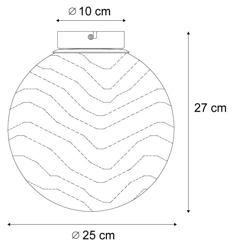 Design plafondlamp messing met wit fading glas - Pillon Design E27 bol / globe / rond Binnenverlichting Lamp