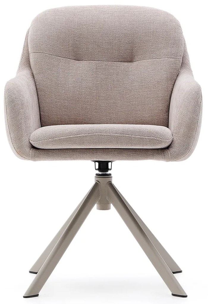Kave Home Lexa Draaibare Eetkamerstoel Beige Chenille
