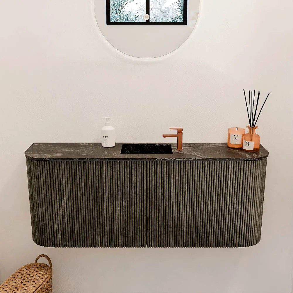 Mondiaz Joya DLux 105cm toiletmeubel ronding links/rechts shadow met wastafel faye midden 1 kraangat lava