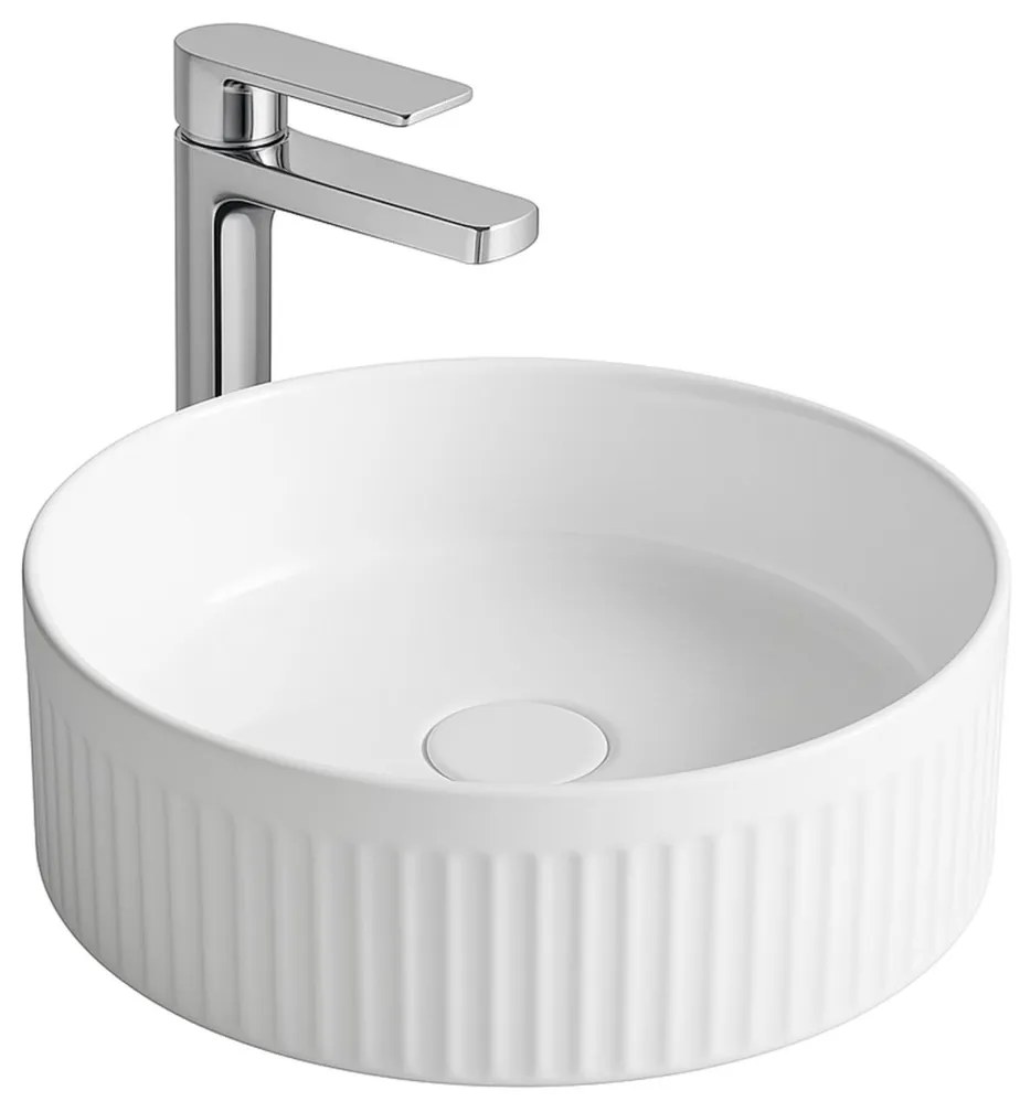 Sanigoods Flutty waskom ribbel glanzend wit