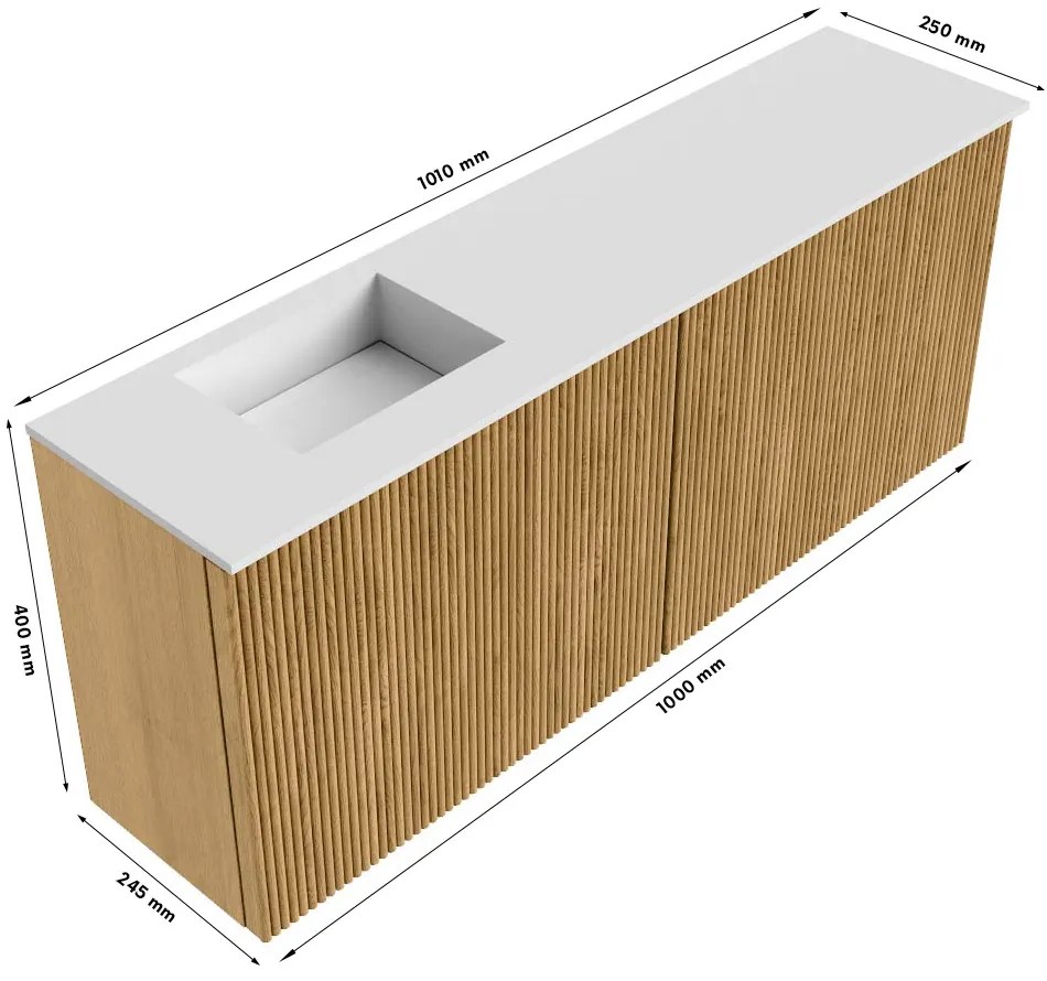Mondiaz Joya DLux 100cm toiletmeubel dusk met wastafel faye links 1 kraangat meli