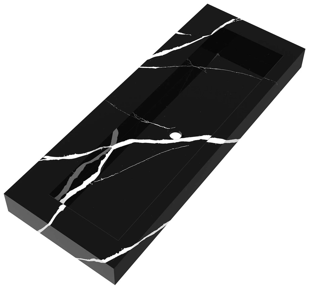 Sanituba Nature badmeubel 120cm viking shield  met wastafel Artificial Marble Nero Marquina enkele wasbak geen kraangaten