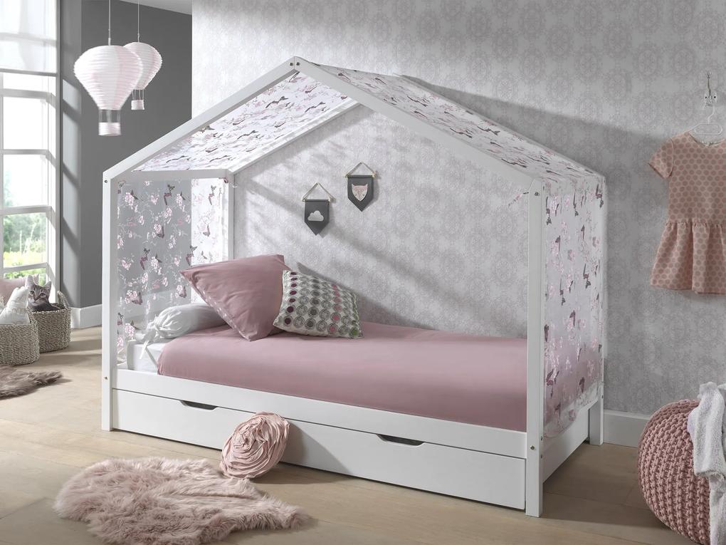 Baby Nora London Bed - Huisbed, Dallas, Bed, Textiel, Rolbed, Wit - Vipack