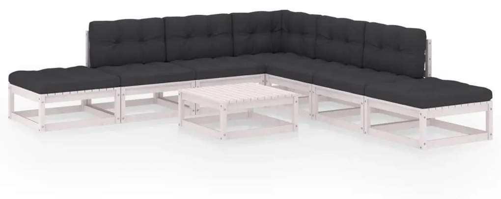 vidaXL 8-delige Loungeset met kussens massief grenenhout