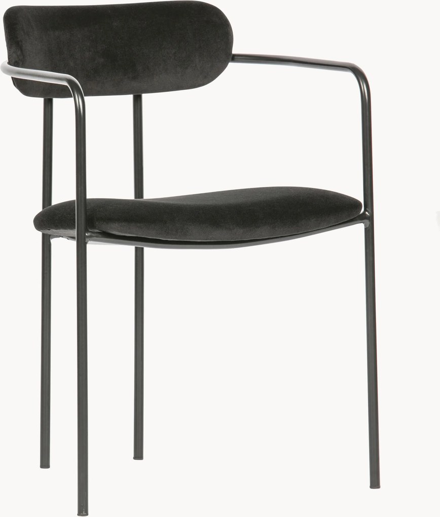 Stapelbare fluwelen eetkamerstoelen Elvy, 2 stuks