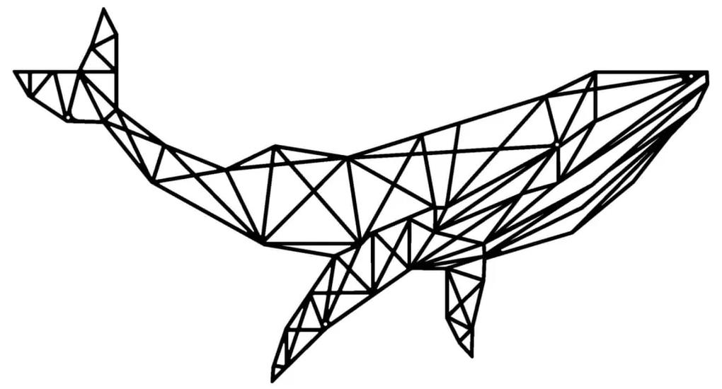 Homemania Wanddecoratie geometrische walvis 56x31 cm metaal zwart