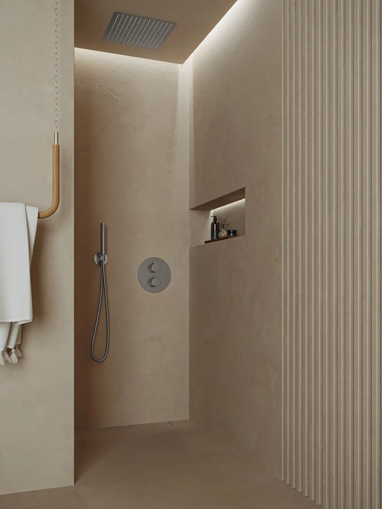 Saniclear Cube inbouw regendouche rond met inbouw douchekop 30x30cm en staafhanddouche RVS