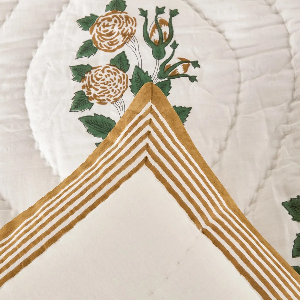 Gewatteerde kussensloop, voile katoen met blokprint, Japali