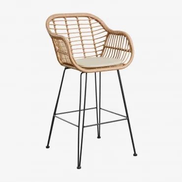 Set Van 2 Hoge Krukken Van Synthetisch Rieten Zole ↑75 Cm & Beige – Crème - Sklum