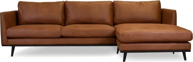 Loungebank Odissi chaise longue rechts | leer Kentucky cognac 09 | 2,58 x 1,60 mtr breed