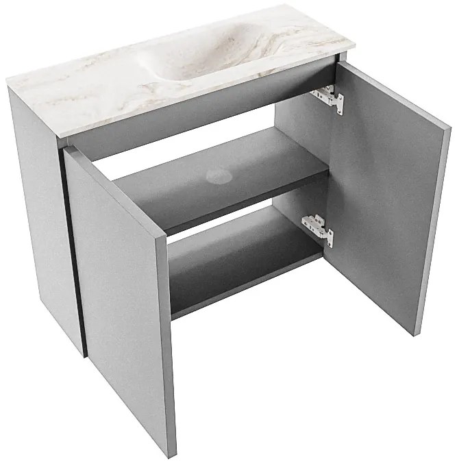 Mondiaz Ture DLux toiletmeubel 60cm plata met wastafel frappe rechts zonder kraangat