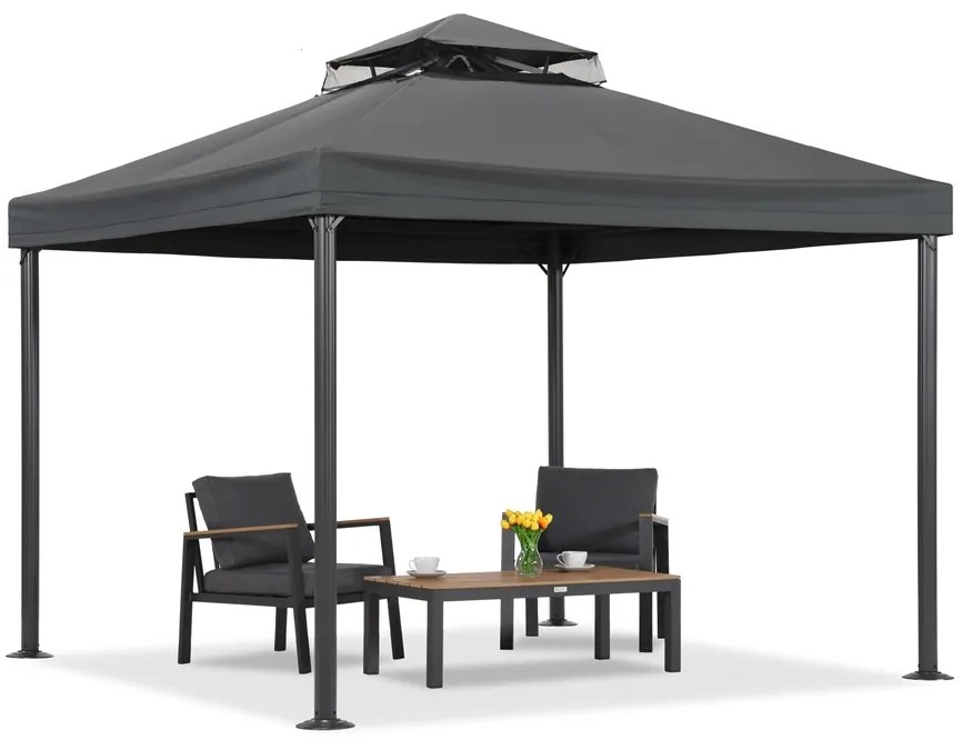 Antraciet tuinpaviljoen Valencia 3x4 m Tuinpunt