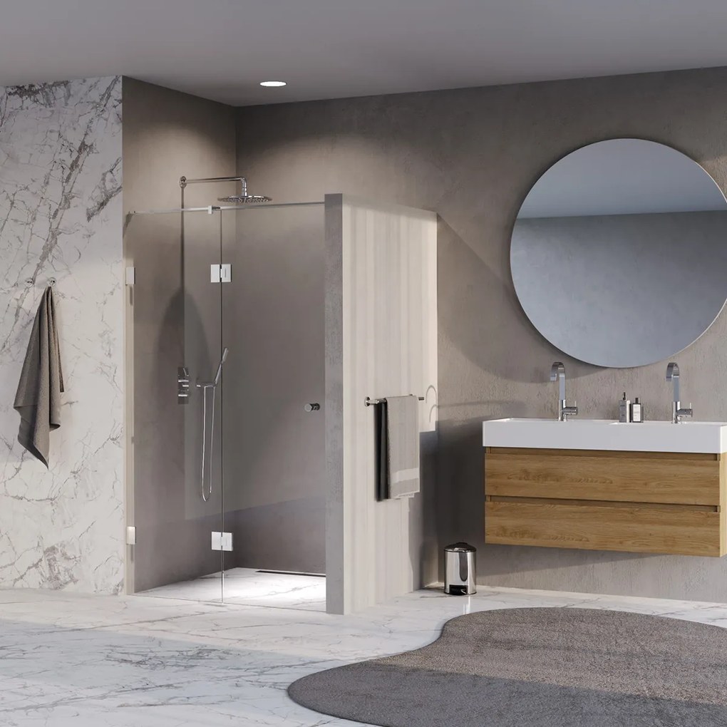 Brauer Void Carving profielloze nisdeur 120cm met draaideur 60cm aan glas chroom