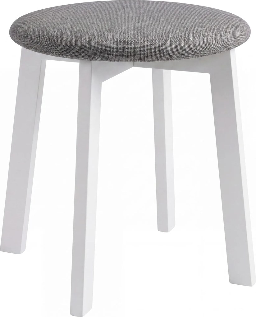 Mazzoni ZOI Lichtgrijs (stof Sawana 21)/wit beuken onderstel - RONDE GESTOFFEERDE KRUK VOOR KEUKEN/WOONKAMER