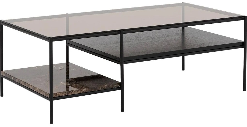 Goossens Excellent Salontafel Avene rechthoekig, glas zwart, elegant chic, 118 x 40 x 58 cm
