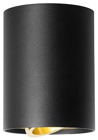 Plafondspot zwart met goud draai- en kantelbaar - Rondoo up