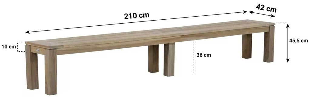 Garden Collections Brighton Picknickbank Teak Old Teak Greywash