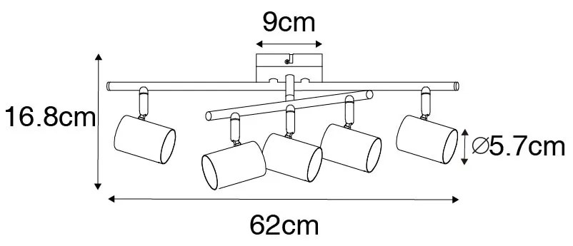 Moderne plafondlamp wit 5-lichts verstelbaar vierkant - Jeana