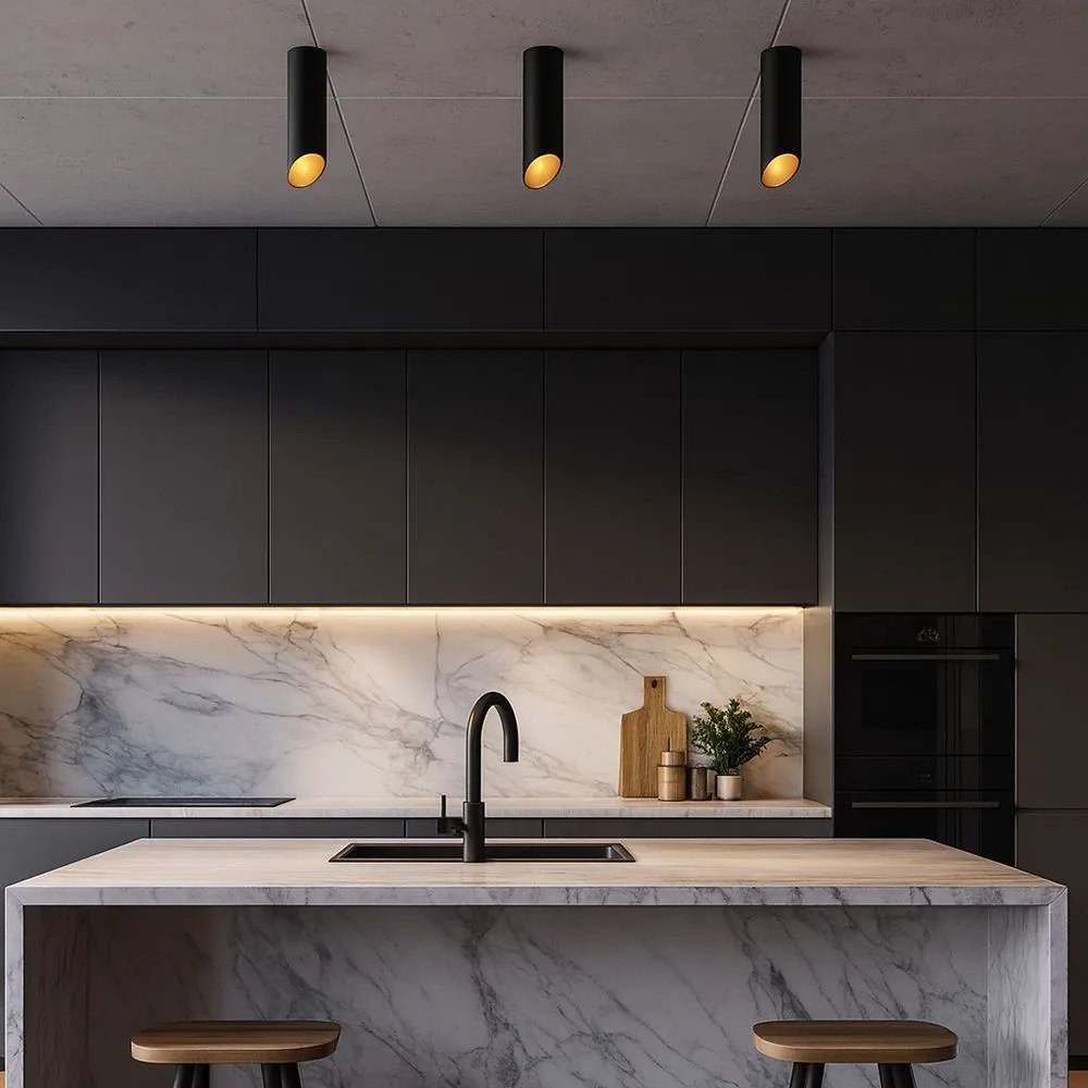 MODERNE PLAFONDLAMP ZWART GOUD 20 CM APP571-1C