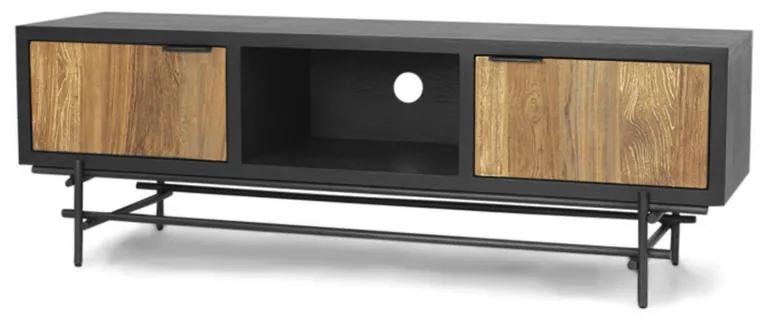 Pesaro TV meubel teakhout naturel antraciet frame 150cm | Cavetown