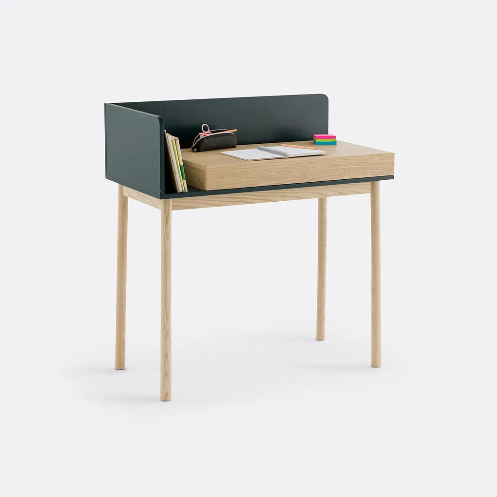 Bureau met 1 lade, eikenfineer, GRAPHY