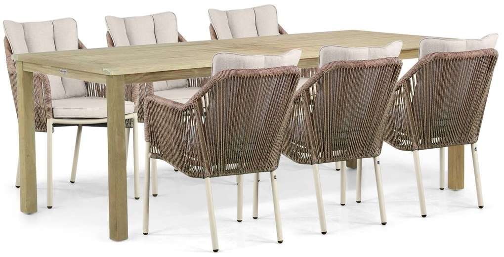 Tuinset 6 personen 210 cm Aluminium/Rope Taupe De Laan Projects