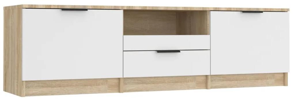 vidaXL Tv-meubel 140x35x40 cm bewerkt hout wit en sonoma eikenkleurig