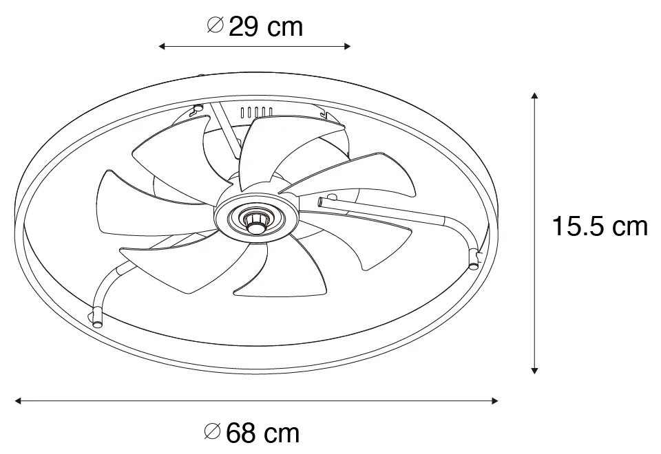 Plafondventilator met lamp zwart 70cm incl. LED dimbaar met afstandsbediening - Maddy Design rond Binnenverlichting Lamp