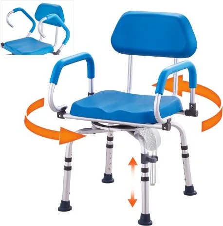 VEVOR Douchedraaistoel 360 graden verstelbare douchestoel met draaibare armleuningen en gewatteerde badstoel voor binnendouche of badkuip, antislip draaibare badstoel voor ouderen met een beperking, draagvermogen 136 kg